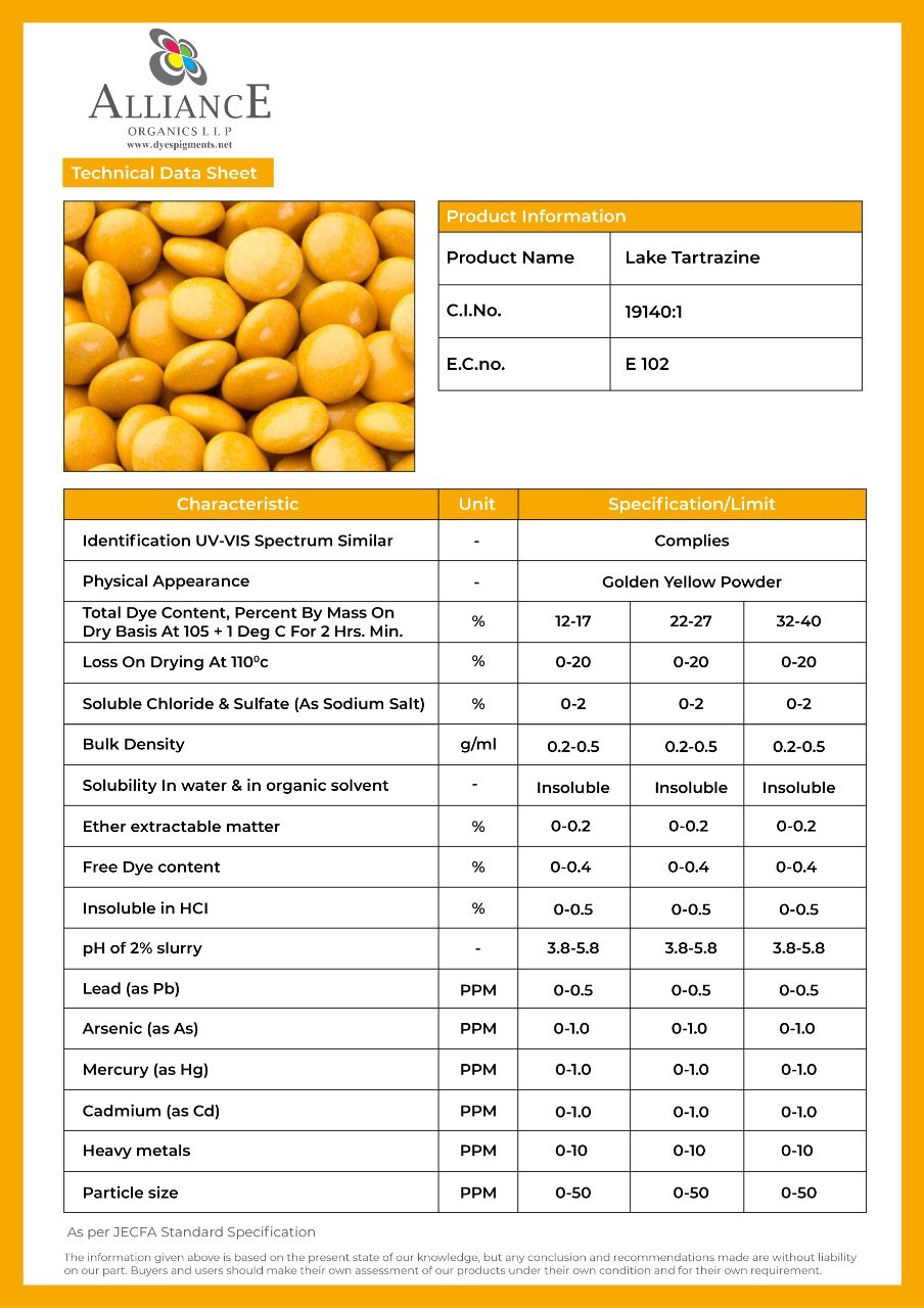 Technical Data Sheet Lake Tartrazine