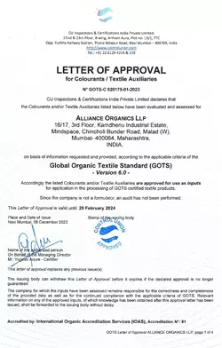Dyes and Pigments Quality Manufacturer Supplier – Letter of Approval